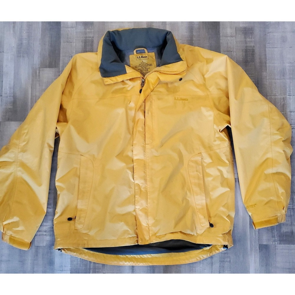 VTG LL Bean L.L Bean Jacket Mens L Yellow Lined Full Zip Jacket Gore-Tex